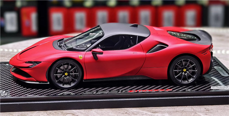 BBR MODELS Ferrari SF90 Stradale Pack Fiorano Rosso F1-75 Matte Red Carbon fiber base Limited Edition 18PCS ONLY 1:18 Car Pre-built Model view6