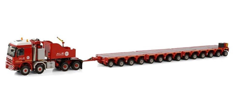 MAMMOET ALE MB ACTROS 8X8 WITH BALLASTBOX + 14 AXLE SCHEUERLE SET 1:50 DIECAST Truck Lorry