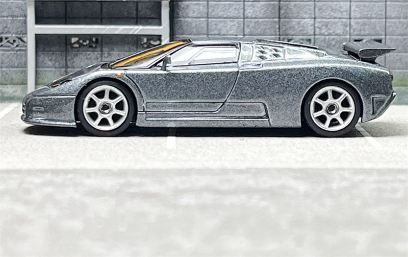 MINIGT Bugatti EB110 super Sport Grigio Scuro color box packaging 1:64 Car Pre-built Model view3