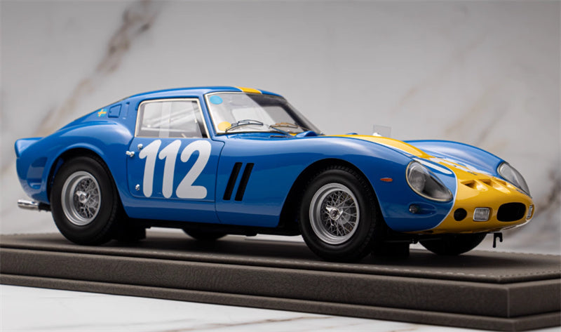 BBR MODELS Ferrari 250 GTO Targa Florio 1964 Norinder #112 Tour de France racing car blue Limited Edition 200PCS ONLY Leather base 1:18 Car Pre-built Model view4