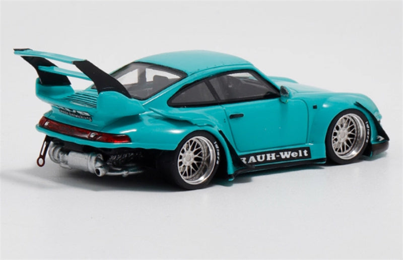ScaleMini Porsche 911 RWB 993 wide body modified version Light Green - High Tail Limited Edition 499PCS ONLY 1:64 Car Pre-built Model view4