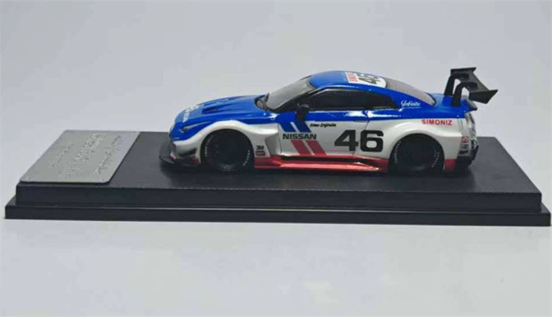 mymodelcollect Nissan 35GT-RR #46 LBWK Limited Edition White Blue 1:64 Car Pre-built Model view3