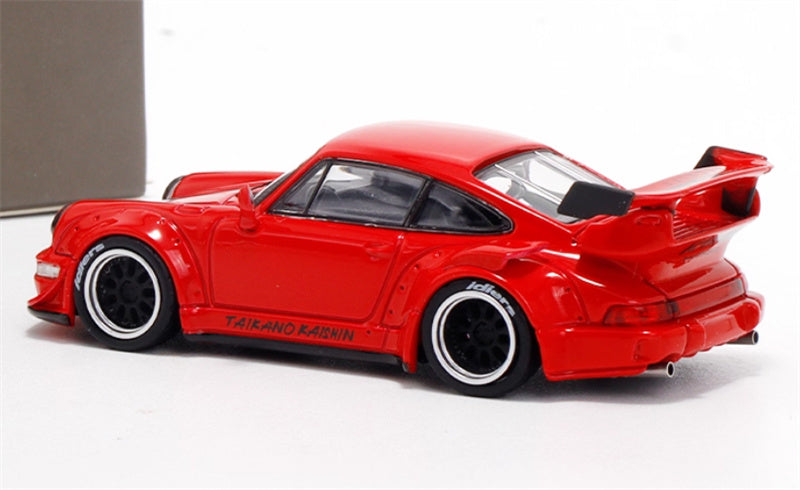 Star Model Porsche RWB 964 GT Tail Wing Edition Limited Edition Red - Black Line w/ Figure 1:64 Car Pre-built Model view2