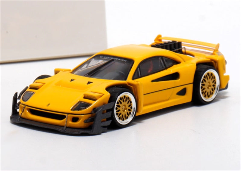 Autobots Models Ferrari F40 Yasid sports car Explosive redesign Yellow - Gold Wheel 1:64 Car Pre-built Model view7