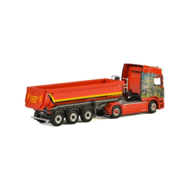 1:50 SCANIA MAYOLANI R CR20H HALF PIPE TIPPER TRAILER 3 AXLE WSI  Red DIECAST Model