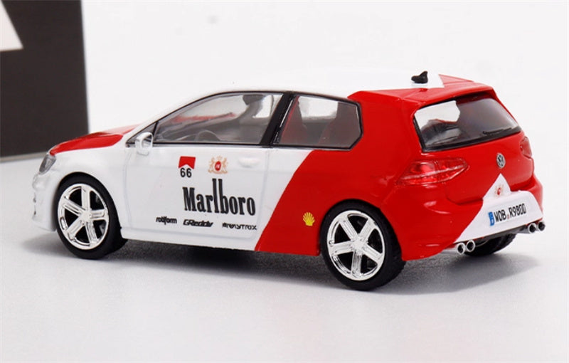 ZOOM Volkswagen Golf 7R Small Steel Cannon Limited Edition 499PCS ONLY Marlboro Edition 1:64 Car Pre-built Model view4