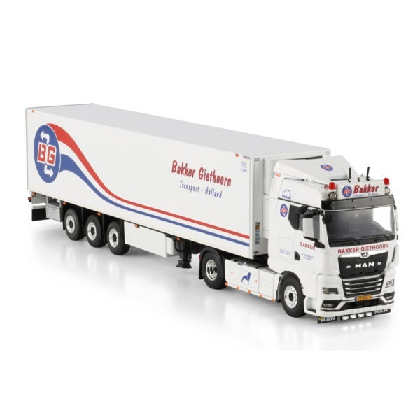 1:50 MAN BAKKER GIETHOORN TGX 4X2 REEFER TRAILER 3 AXLE WSI  White Diecast Model