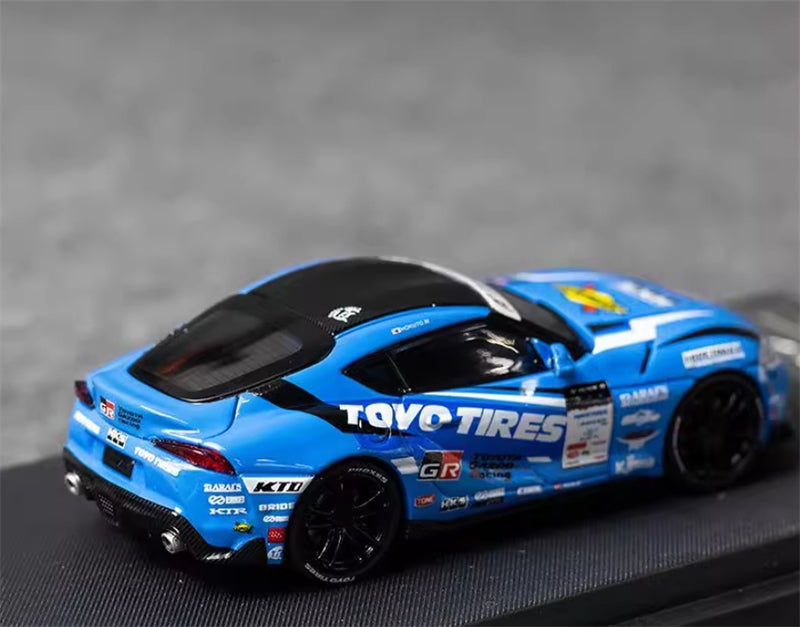 AURORA MODEL Toyota Supra A90 Blue HKS Regular Version Oriental Tires 1:64 car Pre-built Model view5