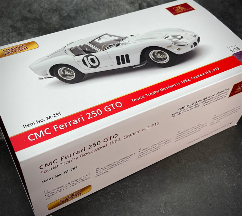 CMC Ferrari 250 GTO Tourist Trophy 1962 (RHD) Hill #10 Limited Edition Off-White 1:18 Car Pre-a Model