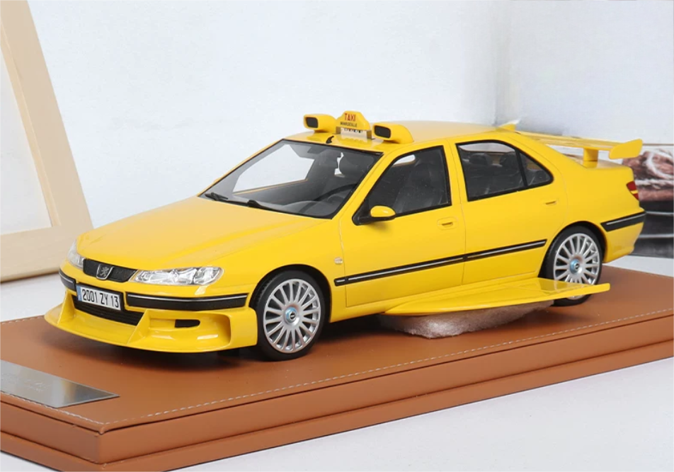 1:18 Peugeot 406  Yellow  VEHICLE Art Taxi Express with Wings LTD 300PCS ONLY Resin car Model