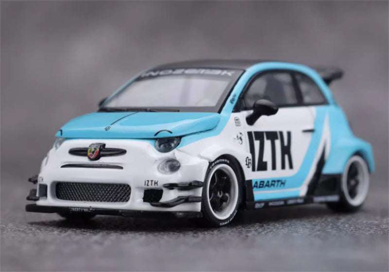 MINIGT LB-WORKS x Abas Works Abarth 595 IZTK blue-white color box packaging 1:64 Car Pre-built Model view6