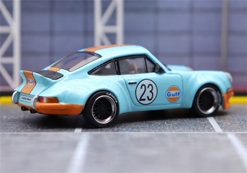 mymodelcollect Porsche RWB 930 Duck Wing gulf Limited Edition 999PCS ONLY RAUH - Welt 1:64 Car Pre-built Model view2