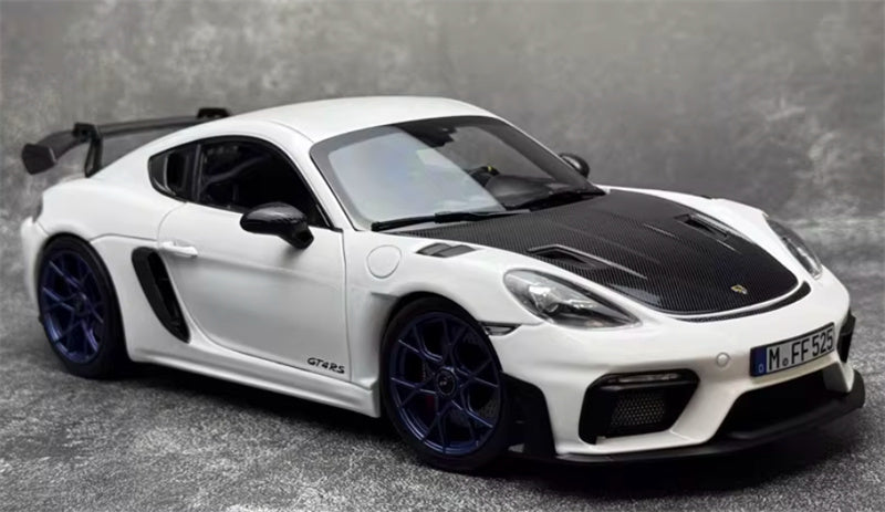 1:18 PORSCHE Cayman GT4 RS 2024 White carbon cover  Norev Hard top Tail Wing Edition DIECAST Car Model