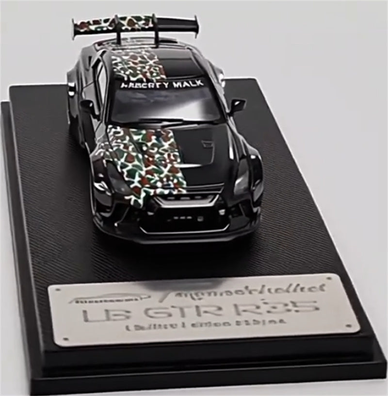 mymodelcollect Nissan GT-R R35 LBWK Limited Edition Black camouflage double panel 1:64 Car Pre-built Model view5