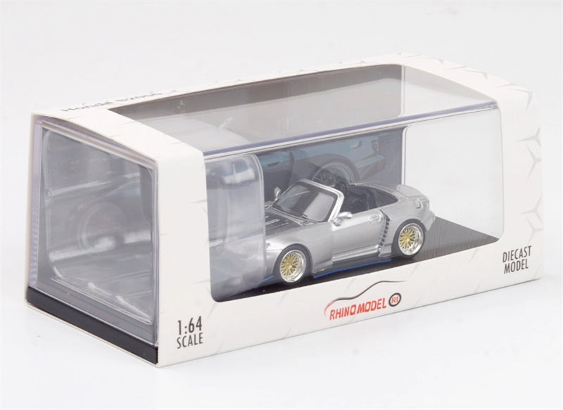 RHINO MODEL Honda S2000 Wide body Convertible Roadster Silver 1:64 car Pre-built Model view8