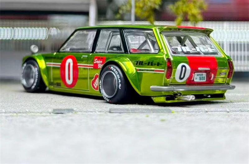 KaidoHouse x MiniGT Datsun KAIDO 510 #0 Wagon OG FLOW Yellow color box packaging 1:64 Car Pre-built Model view2