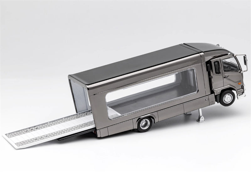 GCD Mitsubishi Mk2 fuso lifting type container truck transport Electroplated Black RHD 1:64 Truck Pre-built Model view4