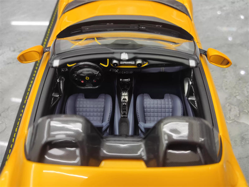 BBR MODELS Ferrari 812 Competitione A Convertible Edition Metallic yellow Silver Wheel Blue calipers Limited Edition 15PCS ONLY Leather base 1:18 Car Pre-built Model view9