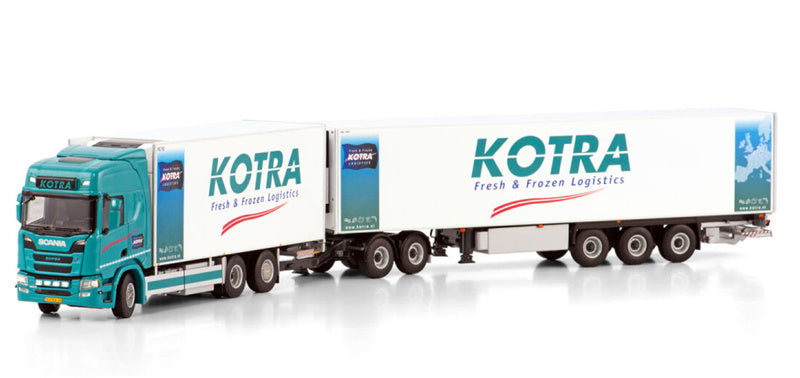 WSI  SCANIA R NORMAL CR20N 6X2 TAG AXLE RIGED TRUCK DRAWBAR ROAD TRAIN - 8 AXLE Kotra Logistics 1:50 Truck Pre-built Model