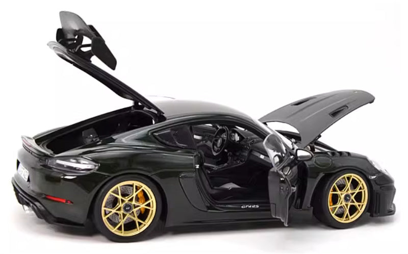 NOREV 2023 Porsche Cayman GT4 RS sports car Hard top dark green 1:18 Car Pre-built Model view4