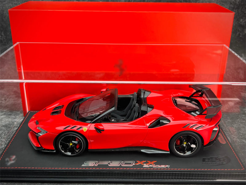 BBR MODELS Ferrari SF90XX Spider Rosso Crosa Limited Edition 150PCS ONLY Leather base 1:18 Car Pre-built Model view11