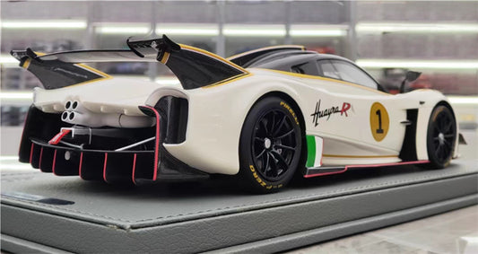 BBR MODELS Pagani Huayra R White Bianco gloss Carbon Roof #1 Limited Edition 100PCS ONLY Leather base 1:18 Car Pre-built Model view2