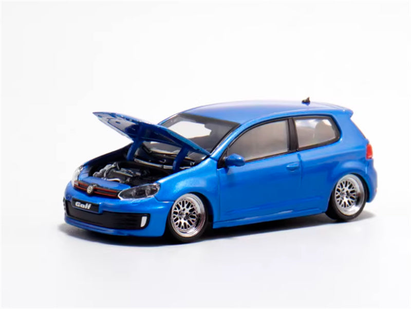 Max well Volkswagen Golf GTI 6th generation Blue BBS wheel low stance 1:64 Car Pre-built Airliner Model Display view1