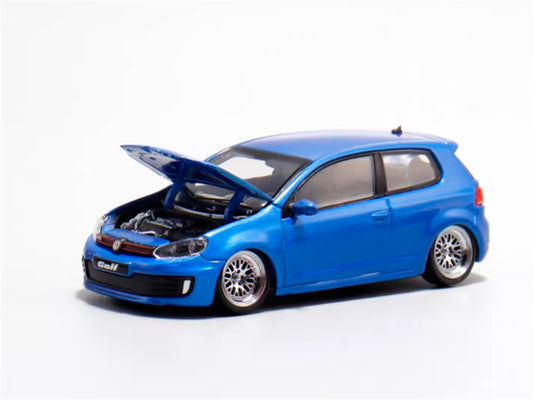 Max well Volkswagen Golf GTI 6th generation Blue BBS wheel low stance 1:64 Car Pre-built Airliner Model Display view1