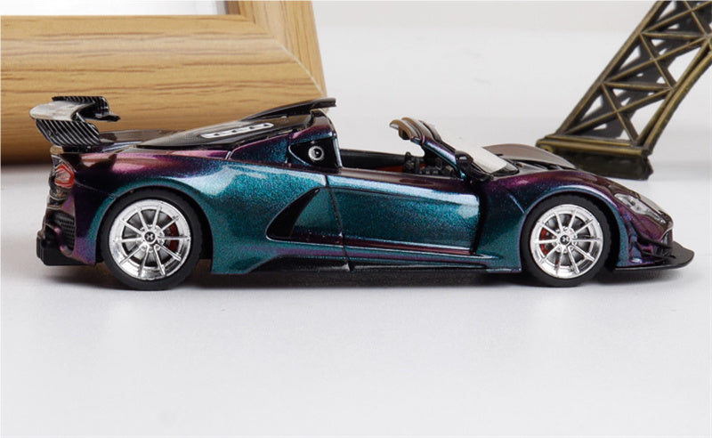 Rhino Model Hennessey Venom F5 Limited Edition 499PCS ONLY color-changing purple w/ Figure 23# 1:64 Car Pre-built Model view3