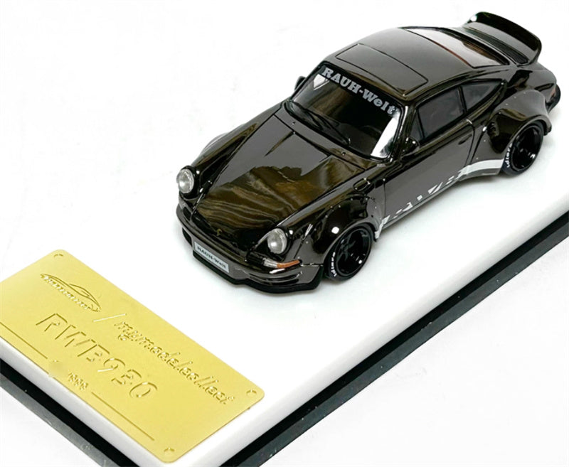 mymodelcollect Porsche RWB 930 Electroplating gray white edge 1:64 Car Pre-built Model view3
