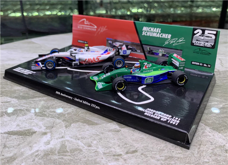 1:43 MINICHAMPS Dual car set HAAS VF-21 jordan ford 191 30th Anniv. LTD 333PCS view6