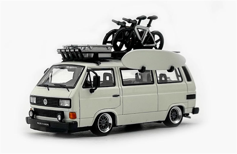 Mortal VW T3 Magway van BBS Lowered Version White - with Accessories 1:64 Car Pre-built Model view3