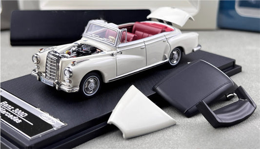 SEEKER Mercedes Benz 300D Adenauer W189 1959 convertible Soft top White 1:64 Car Pre-built Model view1