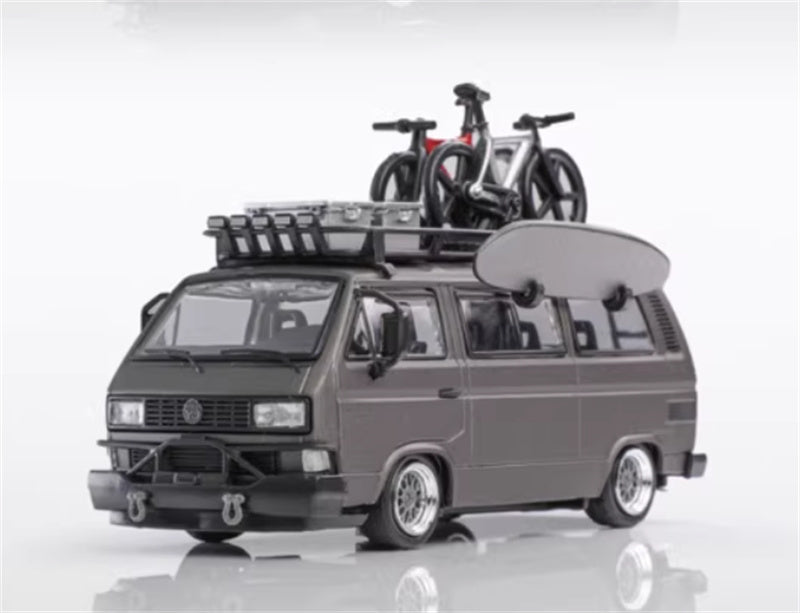 Mortal VW T3 Magway van Exhibition version matte gray with accessories 1:64 Car Pre-built Model view1