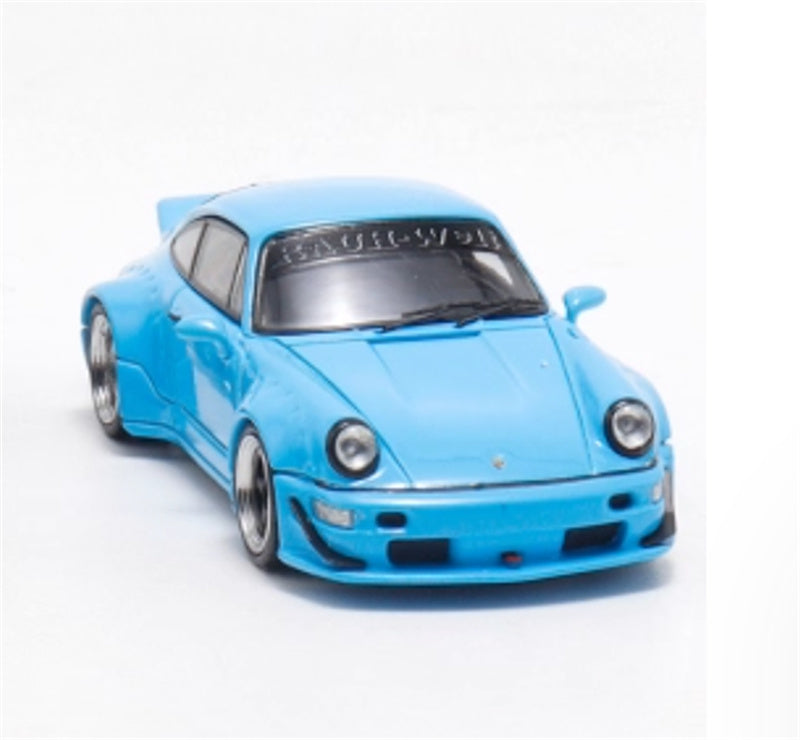 FAST & SPEED Porsche RWB 964 Duck Wing sky blue Limited Edition 499PCS ONLY RAUH - Welt 1:64 Car Pre-built Model view5