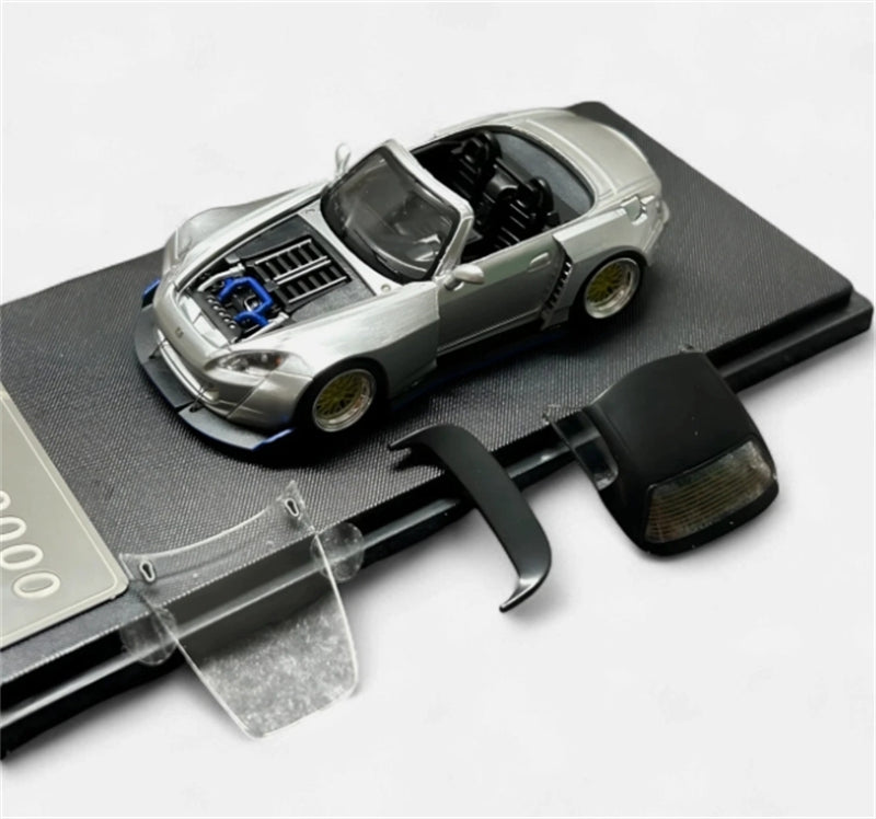 RHINO MODEL Honda S2000 Wide body Convertible Roadster Silver 1:64 car Pre-built Model view7