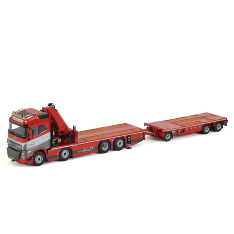 WSI  VOLVO FH5 GLOBETROTTER 8X2 TAG AXLE RIGED FLATBED + PALFINGER PK 65002 SH JIB HARDEMAN 1/50 DIECAST Truck