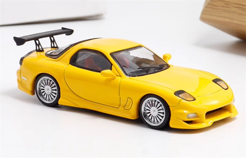 Mortal Mazda RX7 Veilside Limited Edition yellow 1:64 Car Pre-built Model view4