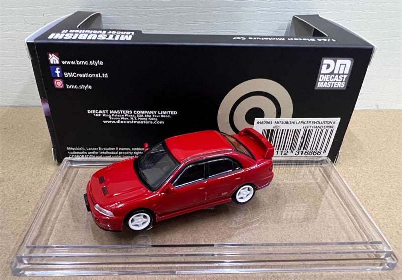 BM Creations MITSUBISHI LANCER EVO II LEFT HAND DRIVE Red 1:64 Car Pre-built Model