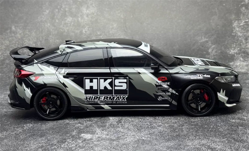 1:18 Honda Civic Type R FL5  Matte Black HKS MOTORHELIX Limited Edition 499PCS ONLY DIECAST Model