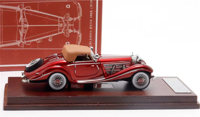 Liberty 64 Mercedes Benz 500K Classic Vintage Car Bordeaux red - with top cover 1:64 Car Pre-built Airliner Model Display view3