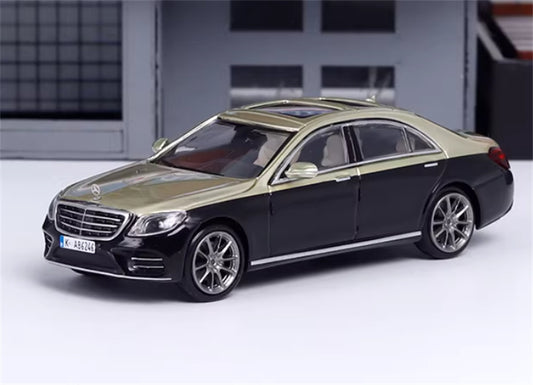 Master Mercedes Benz S-Class S450 W222 Black gold dual tone color 1:64 Car Pre-built Airliner Model Display view1
