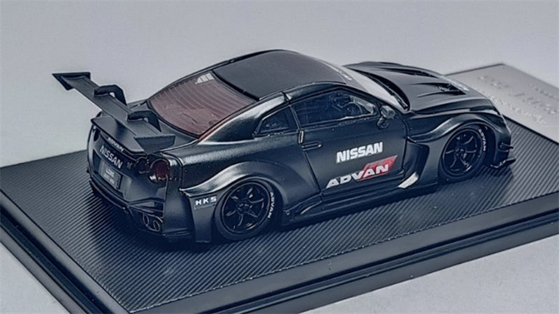 mymodelcollect Nissan 35GT-RR LBWK Limited Edition Matte Black ADVAN HKS 1:64 Car Pre-built Model view2