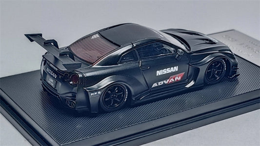 mymodelcollect Nissan 35GT-RR LBWK Limited Edition Matte Black ADVAN HKS 1:64 Car Pre-built Model view2