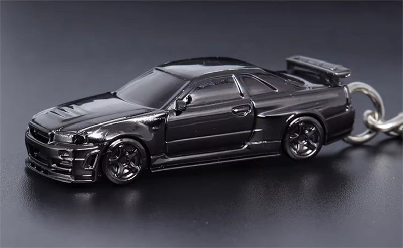 1:87 Nissan GTR34  Electroplating Dark gray  SEEKER  DIECAST Keychain Model