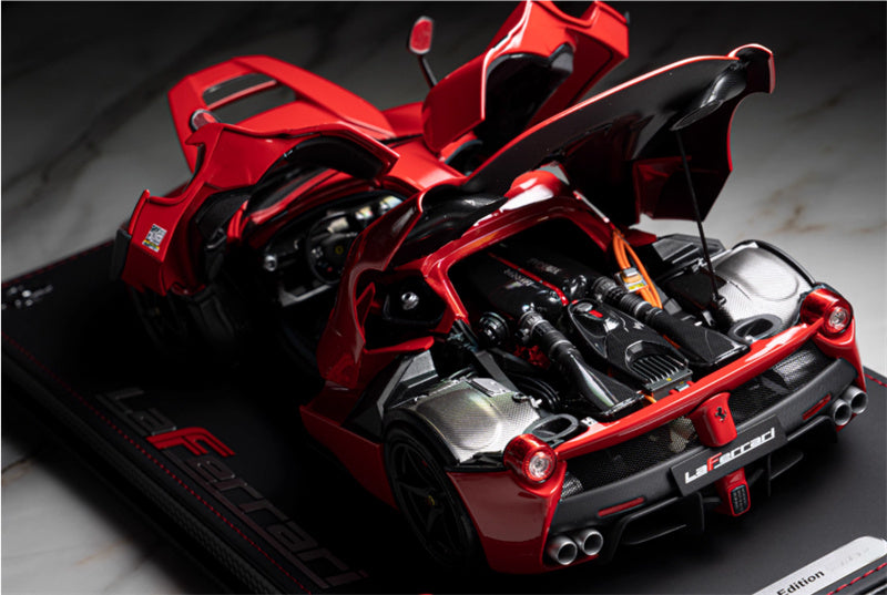 BBR MODELS Ferrari LaFerrari red Black wheel red top Limited Edition 120PCS ONLY leather base 1:18 Car Pre-built Model view6