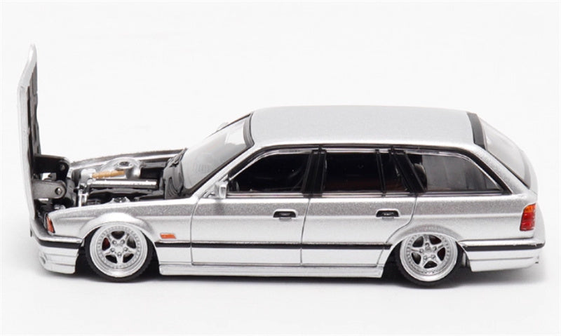 Mortal BMW E34 TOURING 5 Series Silver Lowered Version Limited Edition 799PCS ONLY 1:64 Car Pre-built Model view3