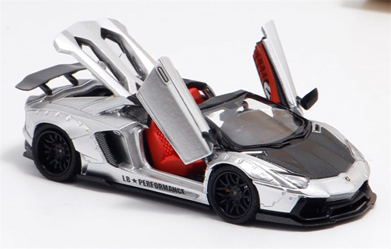Rhino Model Lamborghini Aventador LP700-4 LBWK Convertible silver Limited Edition 499PCS ONLY 1:64 Car Pre-built Model view4
