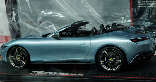 BBR MODELS Ferrari Roma Spider convertible Ice blue 1:18 Car Pre-built Model view2