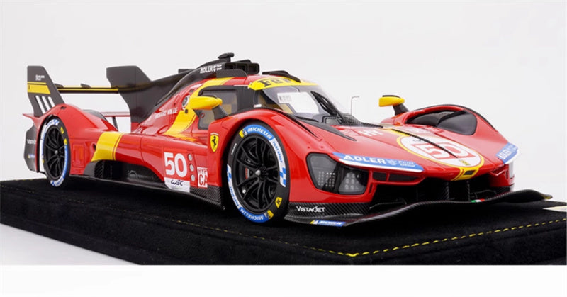 BBR MODELS Ferrari 499P #50 Hypercar Launch Edition 2022 red Black velvet base Adler Michelin Vistajet Hyper car Richard Mille 1:18 Car Pre-built Model view5